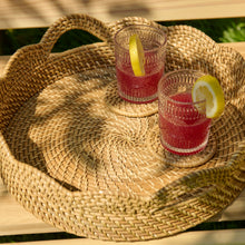 Load image into Gallery viewer, Lily Round Scalloped Rattan Serving Tray