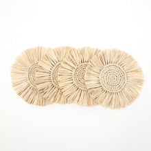 Load image into Gallery viewer, Pahiyas Woven Fringe Raffia Coasters Natural, Set of 4