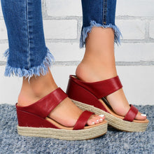 Load image into Gallery viewer, Wedge Heel Slippers Casual Sandals Hemp High Wedge Heel Shoes