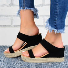 Load image into Gallery viewer, Wedge Heel Slippers Casual Sandals Hemp High Wedge Heel Shoes