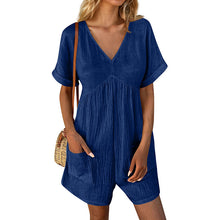 Load image into Gallery viewer, Summer Romper Casual Short Sleeve V Neck Short Jumpsuits
