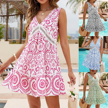 Load image into Gallery viewer, Boho V-Neck Sleeveless Summer Beach Dress
