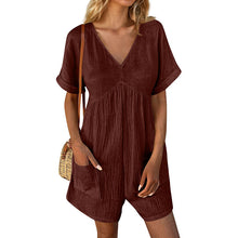 Load image into Gallery viewer, Summer Romper Casual Short Sleeve V Neck Short Jumpsuits