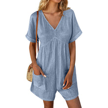 Load image into Gallery viewer, Summer Romper Casual Short Sleeve V Neck Short Jumpsuits
