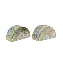 Load image into Gallery viewer, Half Moon Mother Of Pearl Candle Holders Seafoam, Set of 2