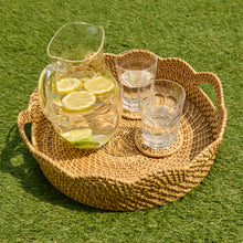 Load image into Gallery viewer, Lily Round Scalloped Rattan Serving Tray