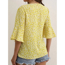 Load image into Gallery viewer, Womens Summer Floral Print Blouses V-Neck Flare Sleeve Tops