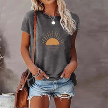 Load image into Gallery viewer, Sunrise Print Round Neck T-Shirt