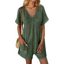Load image into Gallery viewer, Summer Romper Casual Short Sleeve V Neck Short Jumpsuits