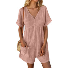 Load image into Gallery viewer, Summer Romper Casual Short Sleeve V Neck Short Jumpsuits