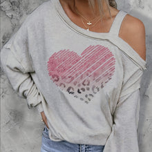 Load image into Gallery viewer, Ladies&#39; Off Shoulder Long Sleeved Printed Love Hoodie