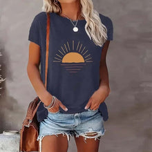 Load image into Gallery viewer, Sunrise Print Round Neck T-Shirt