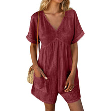 Load image into Gallery viewer, Summer Romper Casual Short Sleeve V Neck Short Jumpsuits