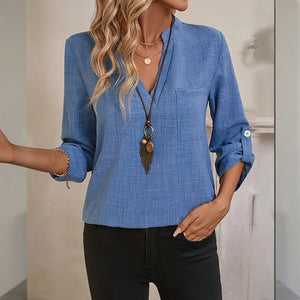 Womens Casual Summer Shirts Notch V Neck Blouses