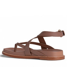 Load image into Gallery viewer, Elise Brown Flat Leather Sandal