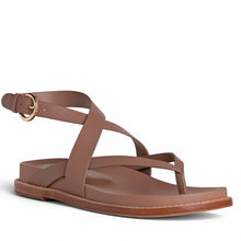Load image into Gallery viewer, Elise Brown Flat Leather Sandal