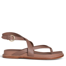 Load image into Gallery viewer, Elise Brown Flat Leather Sandal