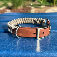 Load image into Gallery viewer, Fishtail Hand Braided Dog Collar in Tan &amp; Cream
