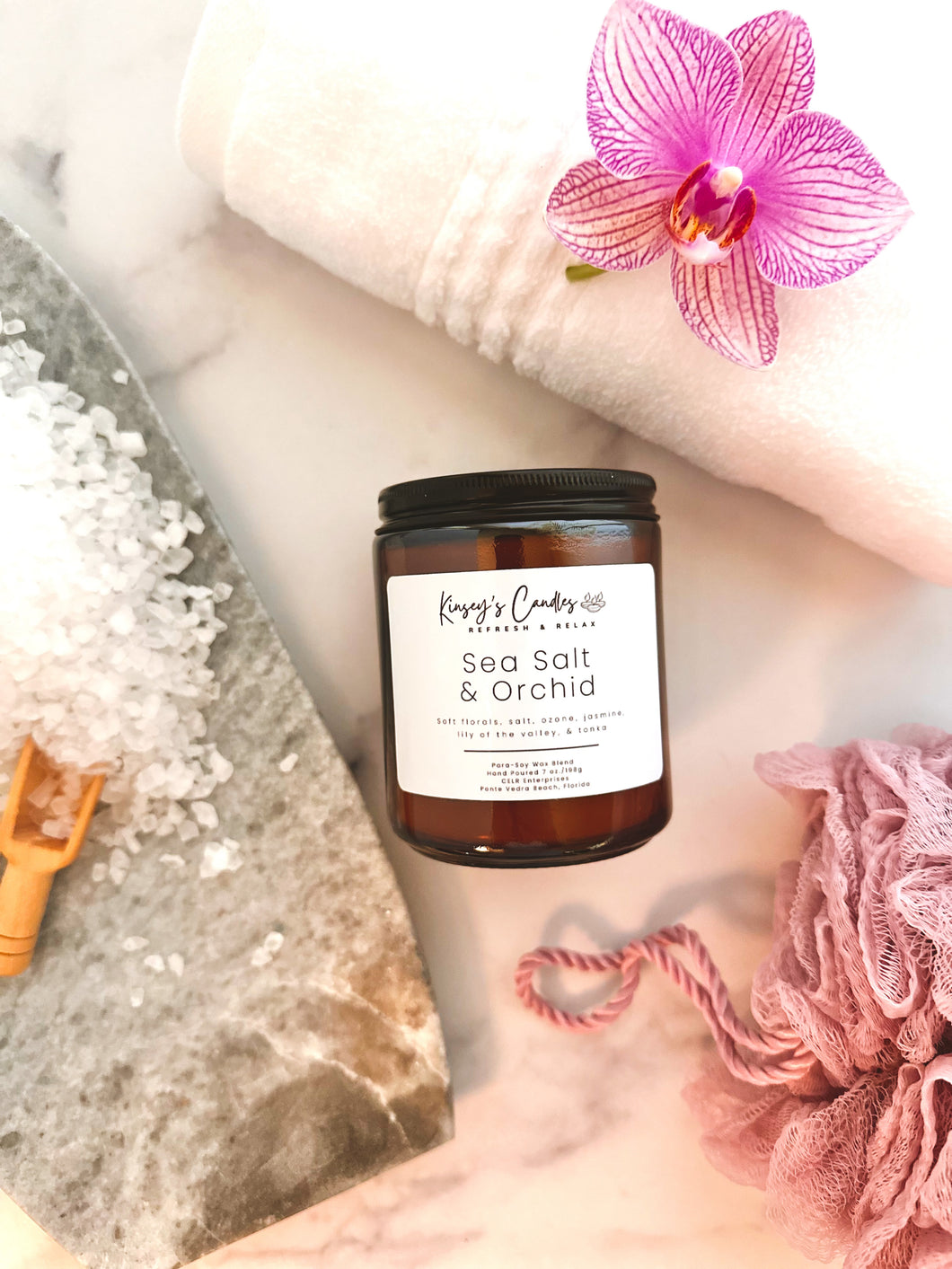 Sea Salt & Orchid Candle - Kinsey's Candles