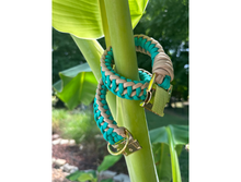 Load image into Gallery viewer, Infinity Braid in Teal &amp; Light Tan - Handmade Dog Collar