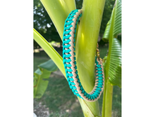 Load image into Gallery viewer, Infinity Braid in Teal &amp; Light Tan - Handmade Dog Collar