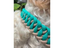 Load image into Gallery viewer, Infinity Braid in Teal &amp; Light Tan - Handmade Dog Collar