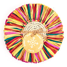 Load image into Gallery viewer, Pahiyas Woven Fringe Raffia Coasters Rainbow, Set of 4