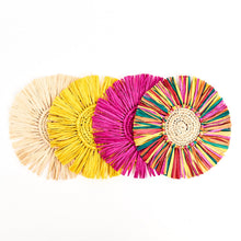 Load image into Gallery viewer, Pahiyas Woven Fringe Raffia Coasters Rainbow, Set of 4