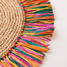 Load image into Gallery viewer, Pahiyas Woven Raffia Fringe Placemats Multi Rainbow, Set of 2
