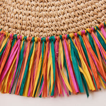 Load image into Gallery viewer, Pahiyas Woven Raffia Fringe Placemats Multi Rainbow, Set of 2