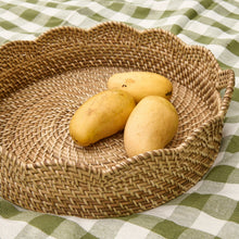 Load image into Gallery viewer, Lily Round Scalloped Rattan Serving Tray
