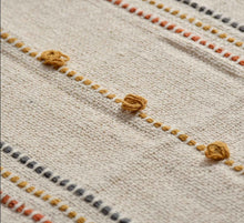 Load image into Gallery viewer, Hand Woven Cream Throw Blanket Striped with Tufts and Tassels