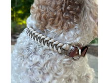 Load image into Gallery viewer, Fishtail Hand Braided Dog Collar in Tan &amp; Cream