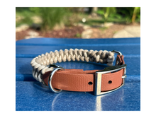 Load image into Gallery viewer, Fishtail Hand Braided Dog Collar in Tan &amp; Cream