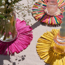 Load image into Gallery viewer, Pahiyas Woven Fringe Raffia Coasters Rainbow, Set of 4