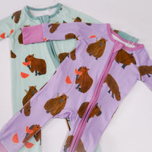 Load image into Gallery viewer, Capybara Baby Zip Pajamas