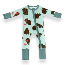 Load image into Gallery viewer, Capybara Baby Zip Pajamas