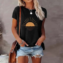 Load image into Gallery viewer, Sunrise Print Round Neck T-Shirt
