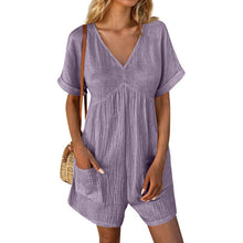 Load image into Gallery viewer, Summer Romper Casual Short Sleeve V Neck Short Jumpsuits