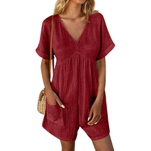 Load image into Gallery viewer, Summer Romper Casual Short Sleeve V Neck Short Jumpsuits