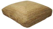 Load image into Gallery viewer, Natural Brown Jute Square Pouf, Hand Braided boho Pouf Ottoman Footstool, Side table, Floor Pillow, Foot Rest, Living Room, Bedroom | JP4