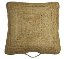 Load image into Gallery viewer, Natural Brown Jute Square Pouf, Hand Braided boho Pouf Ottoman Footstool, Side table, Floor Pillow, Foot Rest, Living Room, Bedroom | JP4