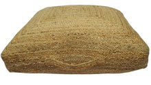 Load image into Gallery viewer, Natural Brown Jute Square Pouf, Hand Braided boho Pouf Ottoman Footstool, Side table, Floor Pillow, Foot Rest, Living Room, Bedroom | JP4