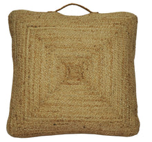 Load image into Gallery viewer, Natural Brown Jute Square Pouf, Hand Braided boho Pouf Ottoman Footstool, Side table, Floor Pillow, Foot Rest, Living Room, Bedroom | JP4