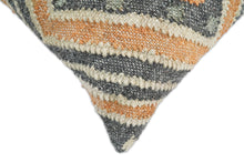 Load image into Gallery viewer, Hand Woven Boho Rust and Charcoal Jute and Wool Tribal Accent  Pillow, Cushion | PL11