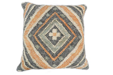 Load image into Gallery viewer, Hand Woven Boho Rust and Charcoal Jute and Wool Tribal Accent  Pillow, Cushion | PL11