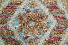 Load image into Gallery viewer, Hand Woven Boho Tribal Accent Mustard and Blue Jute and Wool Pillow, Cushion | PL13