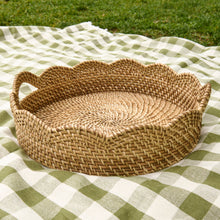 Load image into Gallery viewer, Lily Round Scalloped Rattan Serving Tray