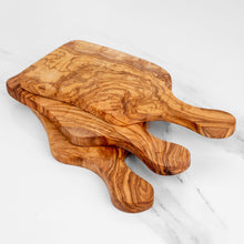 Load image into Gallery viewer, Handmade Olive Wood Cutting Board with Handle – Rectangular