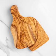 Load image into Gallery viewer, Handmade Olive Wood Cutting Board with Handle – Rectangular